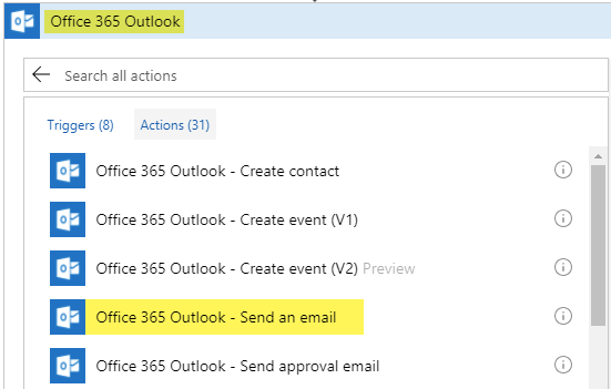 Azure Logic App - Outlook Connector Actions